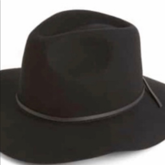 NWT All Saints Long Brim Fedora+100% Wool+Brass Logo rivet+Black - Picture 5 of 11